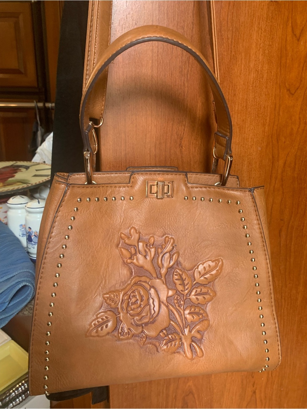 Leather Embossed Patricia Nash Style Handbag satchel Studded